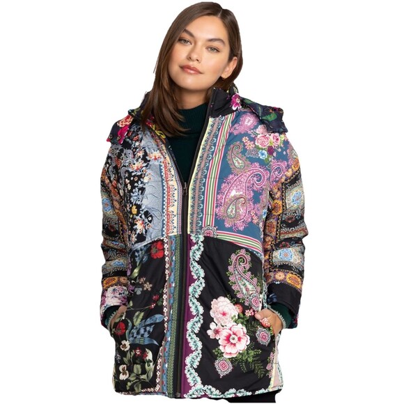 NWOT XS Johnny Was Mauri Puffer Zip Front Hooded Reversible Jacket C40223 $435 - Picture 2 of 16